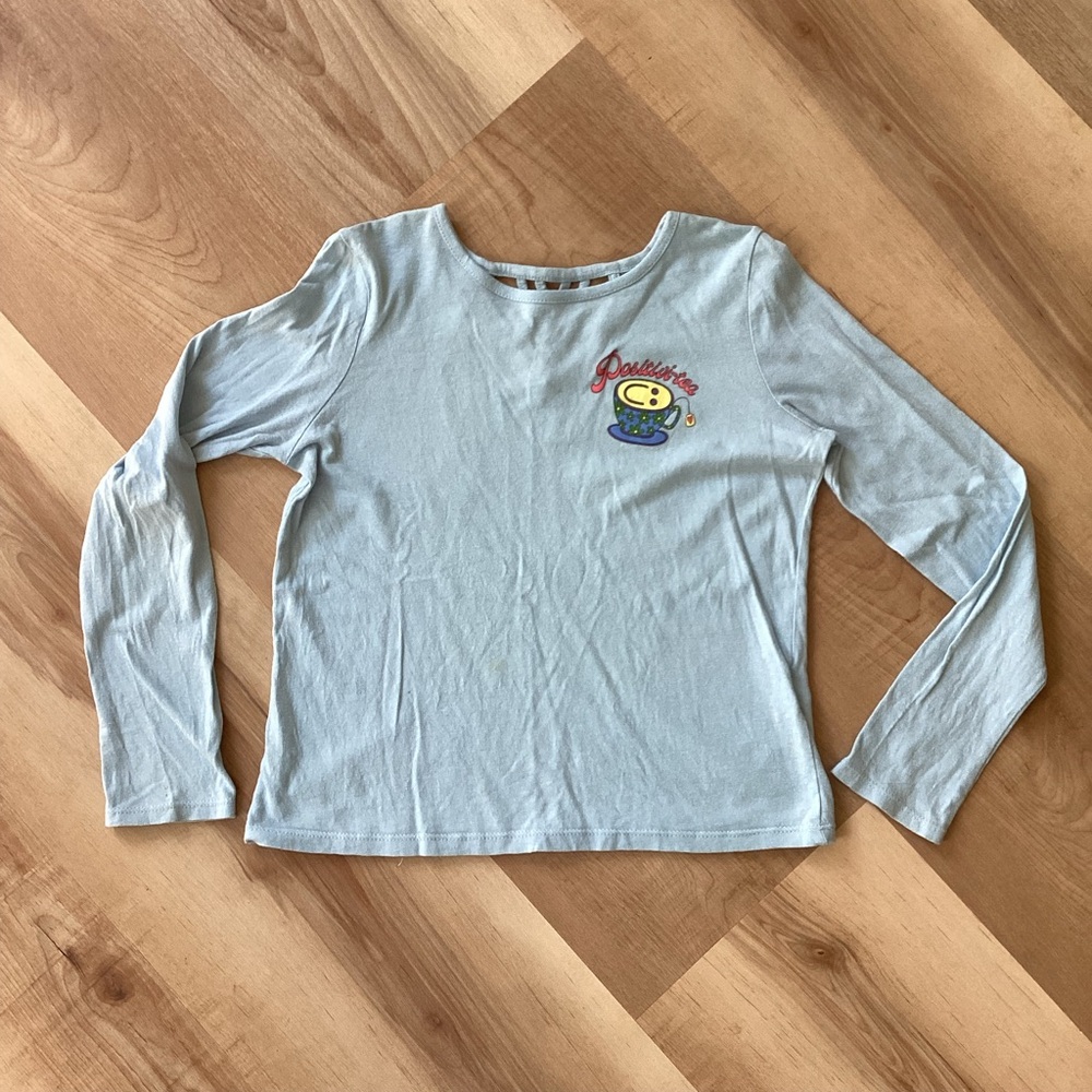 BOGO 🥳 Old Navy blue long sleeve graphic T-shirt | girls L 10/12 | motivational